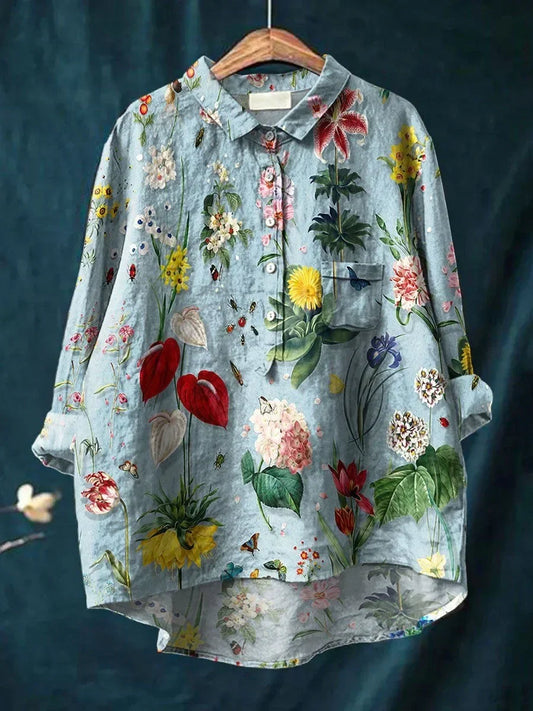 Vera | Stilig Löst Passande Blommig Skjorta